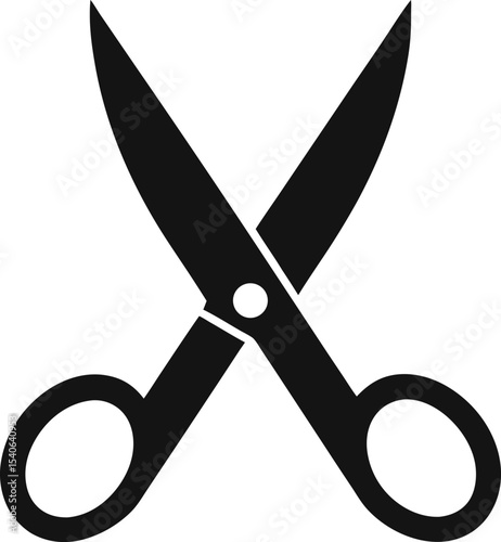 scissors black silhouette icon, cutting tool vector illustration isolated on white background

