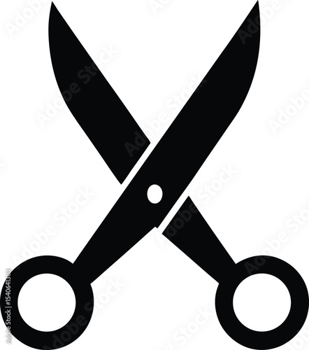 scissors black silhouette icon, cutting tool vector illustration isolated on white background

