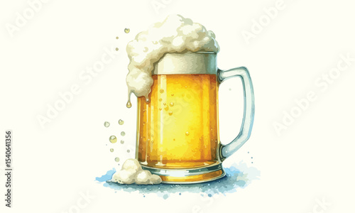 beer mug, free drink, watercolor mugs of beer