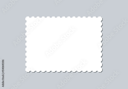 Postage stamp set. Post stamp frames and borders. Beige round and rectangular template for mail, postcard, letter. Jagged wavy edge forms. Vintage objects for poster, banner, badge, sticker.