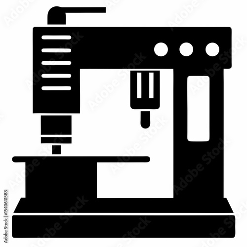 Black silhouette industrial machine icon for manufacturing