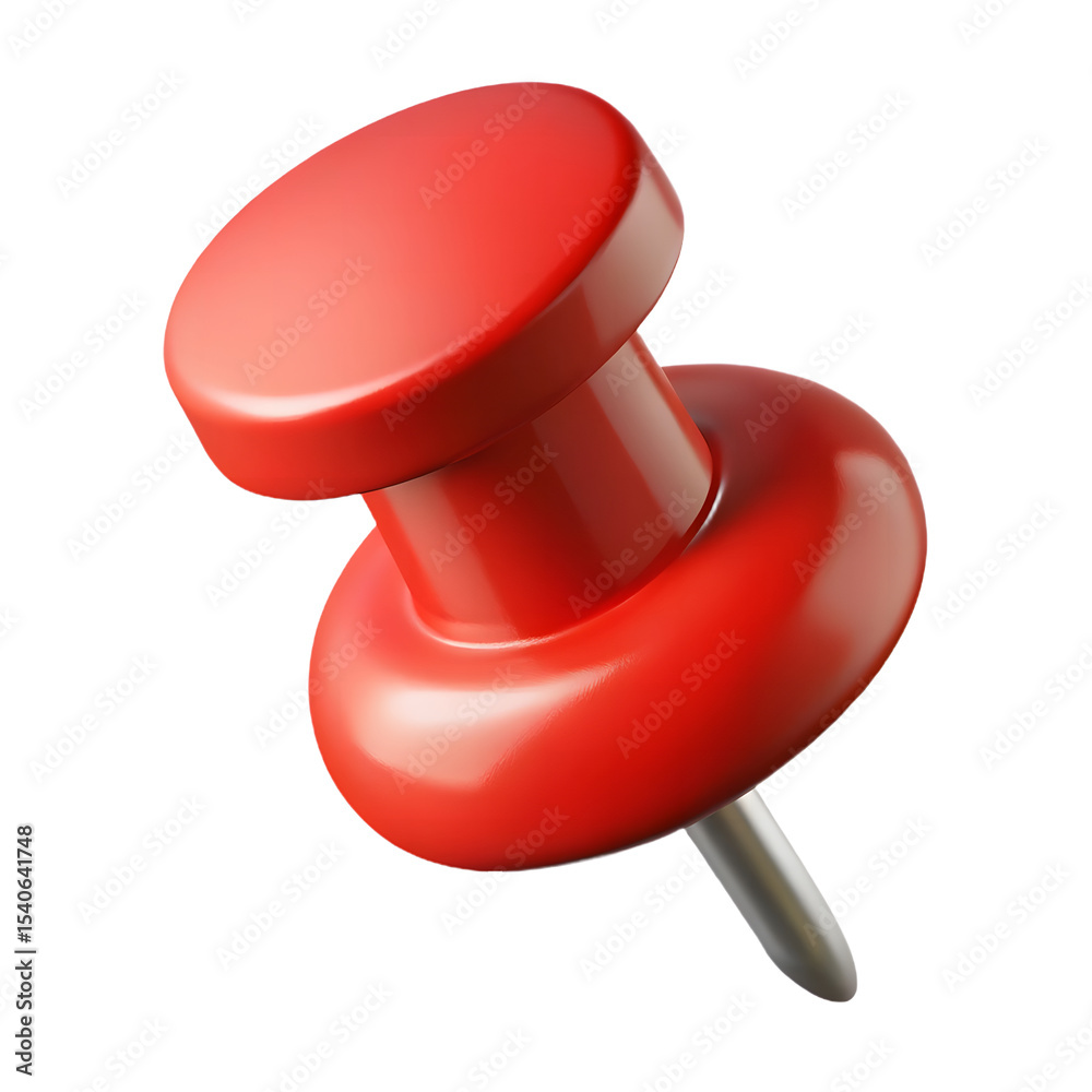 red push pin isolated on transparent background 