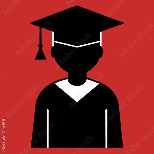 Graduate with mortarboard and graduation gown