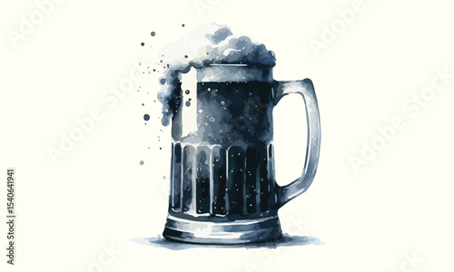beer mug, free drink, watercolor mugs of beer