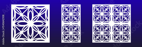 Vector illustration of laser cut abstract panels for CNC machines, ideal for modern room dividers, wall decor, and architectural privacy screens.
