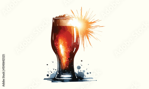 beer mug, free drink, watercolor mugs of beer