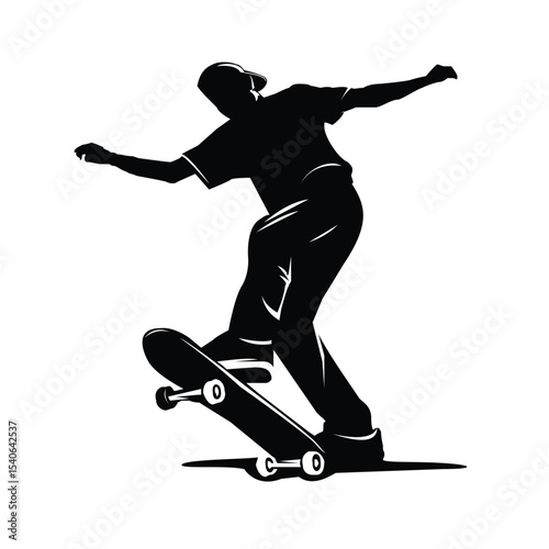 silhouette skateboarder vector illustration, skateboard black design collection