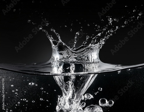 water splashing with bubbles stunning black and white