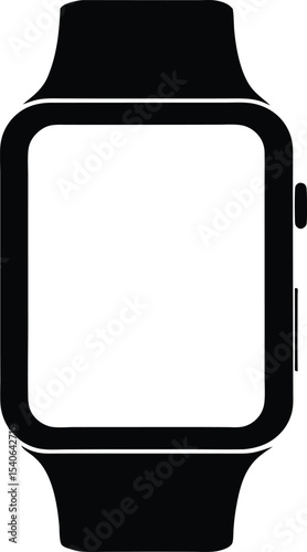 smartwatch black silhouette icon, modern wearable technology vector illustration isolated on white