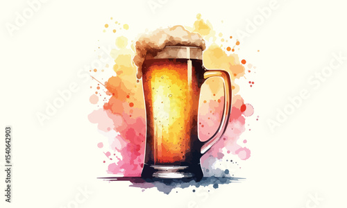 beer mug, free drink, watercolor mugs of beer