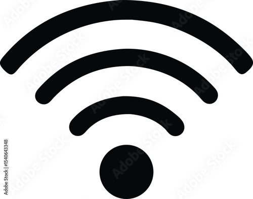 wifi symbol black icon, wireless internet connection signal vector illustration isolated on white