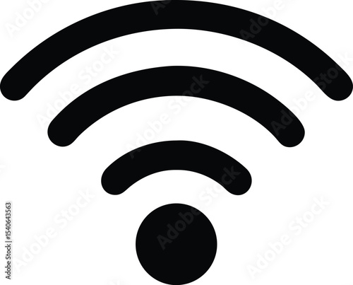 wifi symbol black icon, wireless internet connection signal vector illustration isolated on white