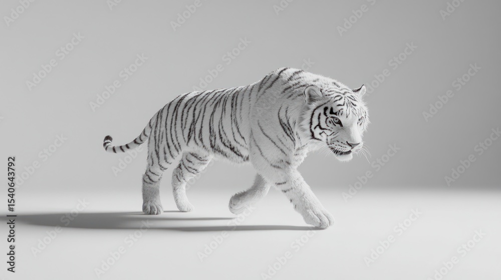 Naklejka premium White tiger in a minimalist studio setting