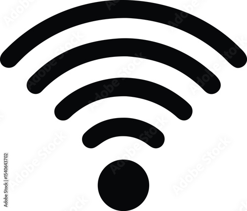 wifi symbol black icon, wireless internet connection signal vector illustration isolated on white