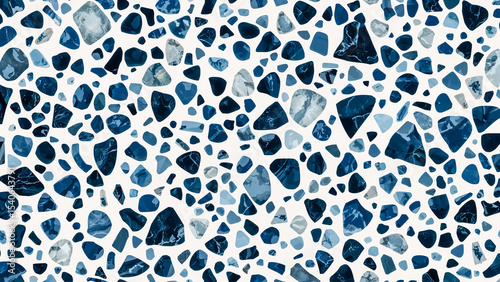 Abstract Blue Terrazzo Texture Seamless Pattern Background for Design