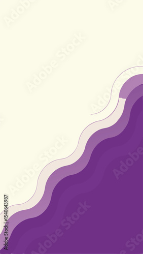 Abstract wavy design with layered purple hues on a transparent white background