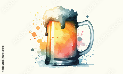 beer mug, free drink, watercolor mugs of beer