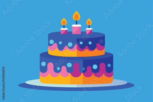 Happy birthday celebration with delicious cake and lit candles