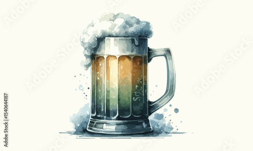 beer mug, free drink, watercolor mugs of beer