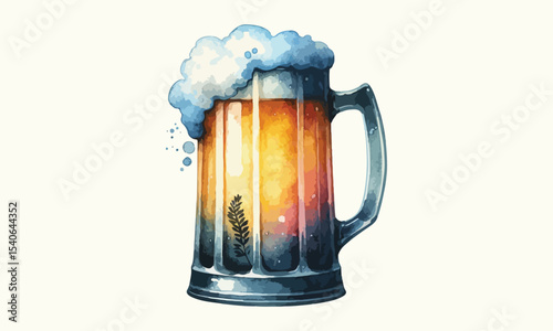 beer mug, free drink, watercolor mugs of beer