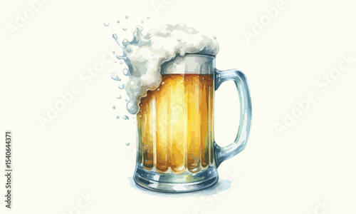 beer mug, free drink, watercolor mugs of beer