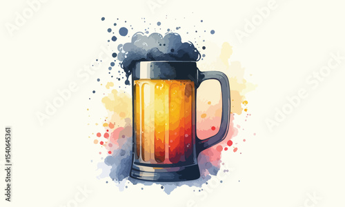 beer mug, free drink, watercolor mugs of beer