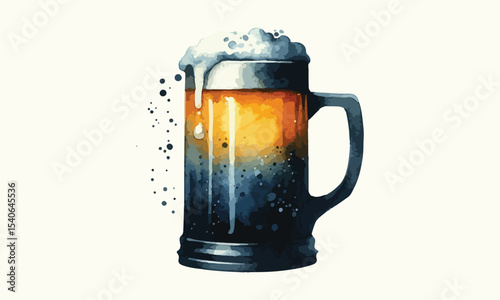 beer mug, free drink, watercolor mugs of beer