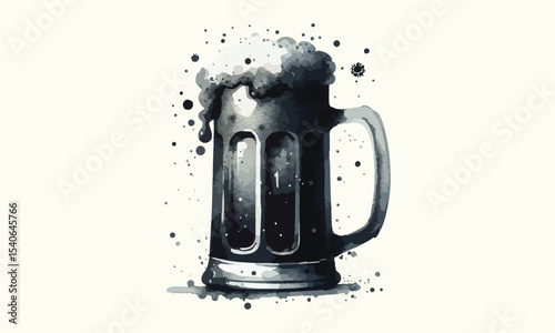 beer mug, free drink, watercolor mugs of beer