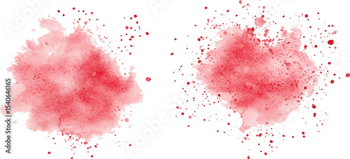 Quadro su tela Red watercolor splash collection isolated on white background