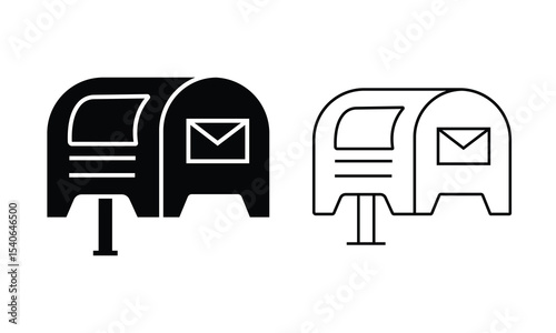 Mailbox icon with letters. Silhouette of mailbox vector symbol, Letterbox icon, symbol design for app, website, UI, UX. Vector illustration.