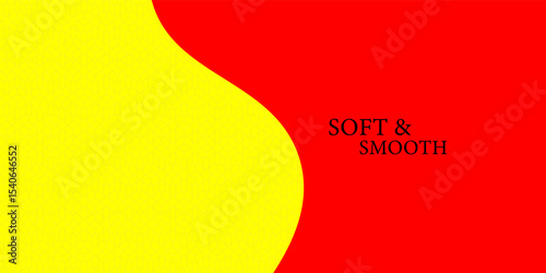 Bright red and yellow abstract background with smooth, wavy division and subtle geometric texture. Includes text “Soft & Smooth” in elegant black font
