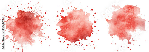 фотографія Red watercolor splash collection isolated on white background