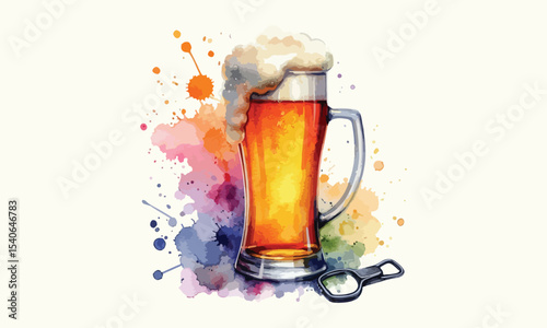 free drink, watercolor mugs of beer