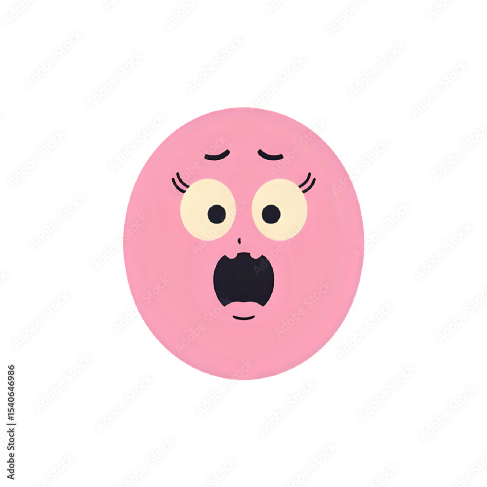 Fototapeta premium Pink Emoji: Shocked Face Expression Graphic