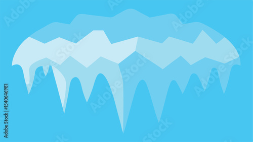 Cartoon icicles element in shades of blue transparent design for winter themes