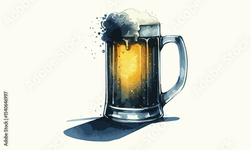 free drink, watercolor mugs of beer