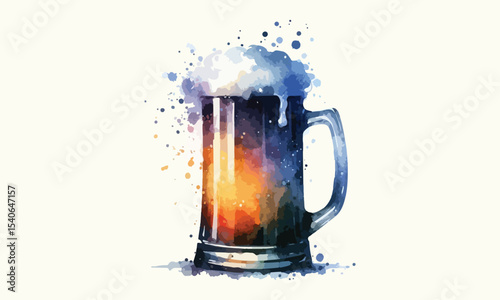 free drink, watercolor mugs of beer