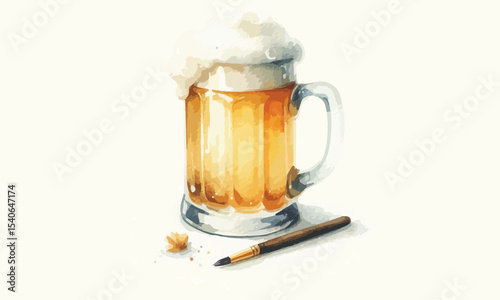 free drink, watercolor mugs of beer