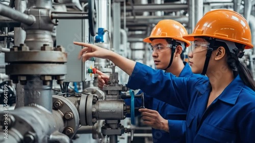 Refinery worker inspecting oil pipeline ensuring quality and safety diligent expert at work