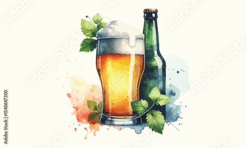 free drink, watercolor mugs of beer