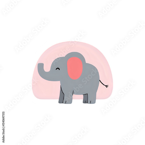 Cute Elephant Illustration: Pink Background, Gray Elephant Design