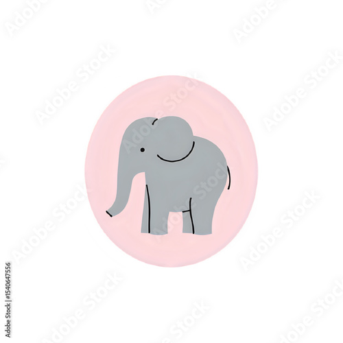 Pink Elephant Illustration: Cute Animal Design for Print