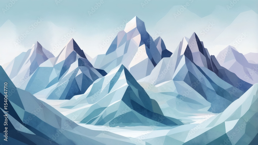 Majestic Mountain Landscape, Snowy Peaks, Wilderness, Digital Illustration, Serene Environment, Aerial View, Nature Beauty Majestic Mountain Landscape, Snowy Peaks, Wilderness, Digital Illustration, Serene Environment, Aerial View, Nature Beauty