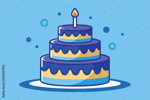A vibrant vector illustration of a sweet birthday cake with lit candles, perfect for any happy celebration or party