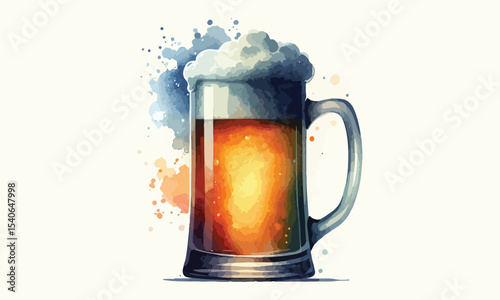 free drink, watercolor mugs of beer