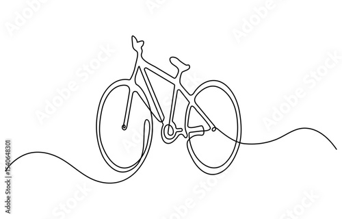 Art of bicycle. continuous line drawing of a bicycle. cycling with a Healthy lifestyle. single-line art of a classic bicycle isolated on a white background.