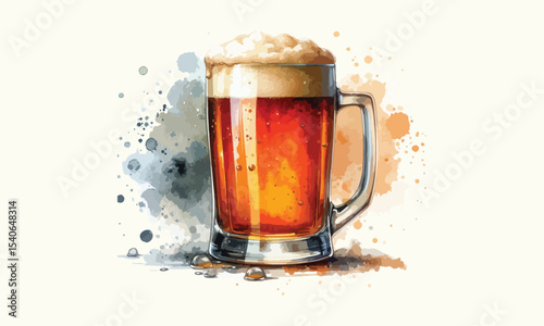 free drink, watercolor mugs of beer