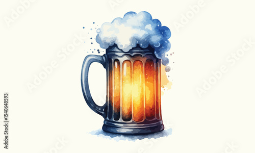 free drink, watercolor mugs of beer