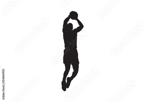 Silhouettes of basketball players vector on white
 basketball jump shot on a white background