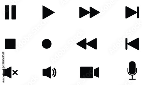 media player icons set